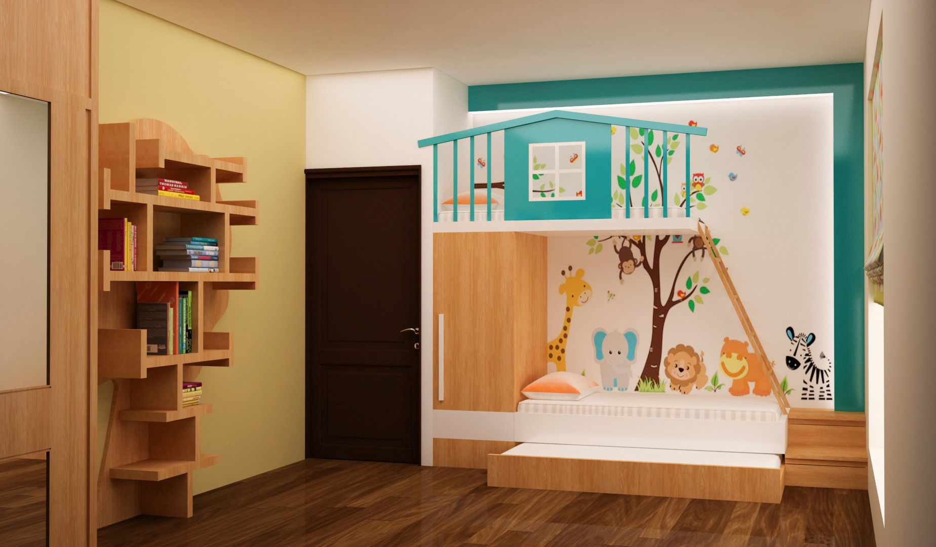 Bunk bed at kids room homify Nursery/kid’s room