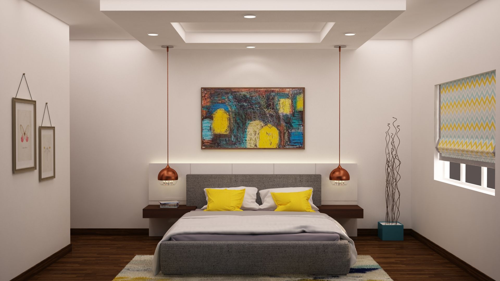 Headboard and lighting homify Modern style bedroom