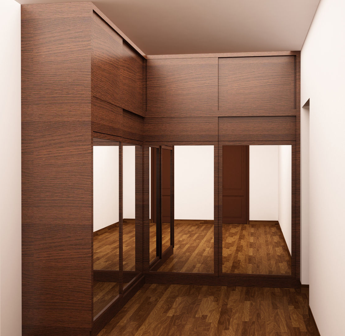 Sliding Wardrobe with loft in dressing area homify Modern dressing room