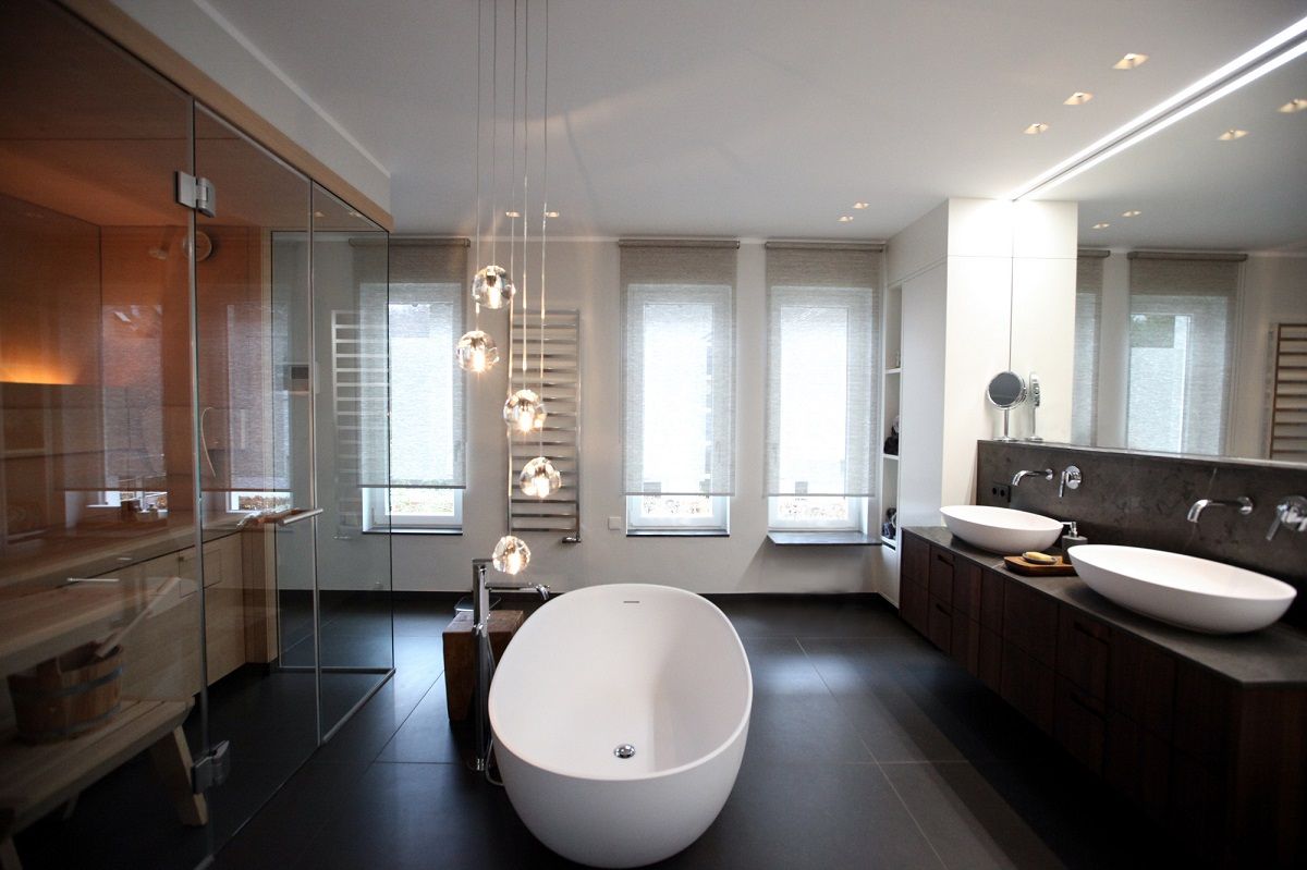 Masterbad mit Sauna, AID-Studio AID-Studio Modern bathroom Marble