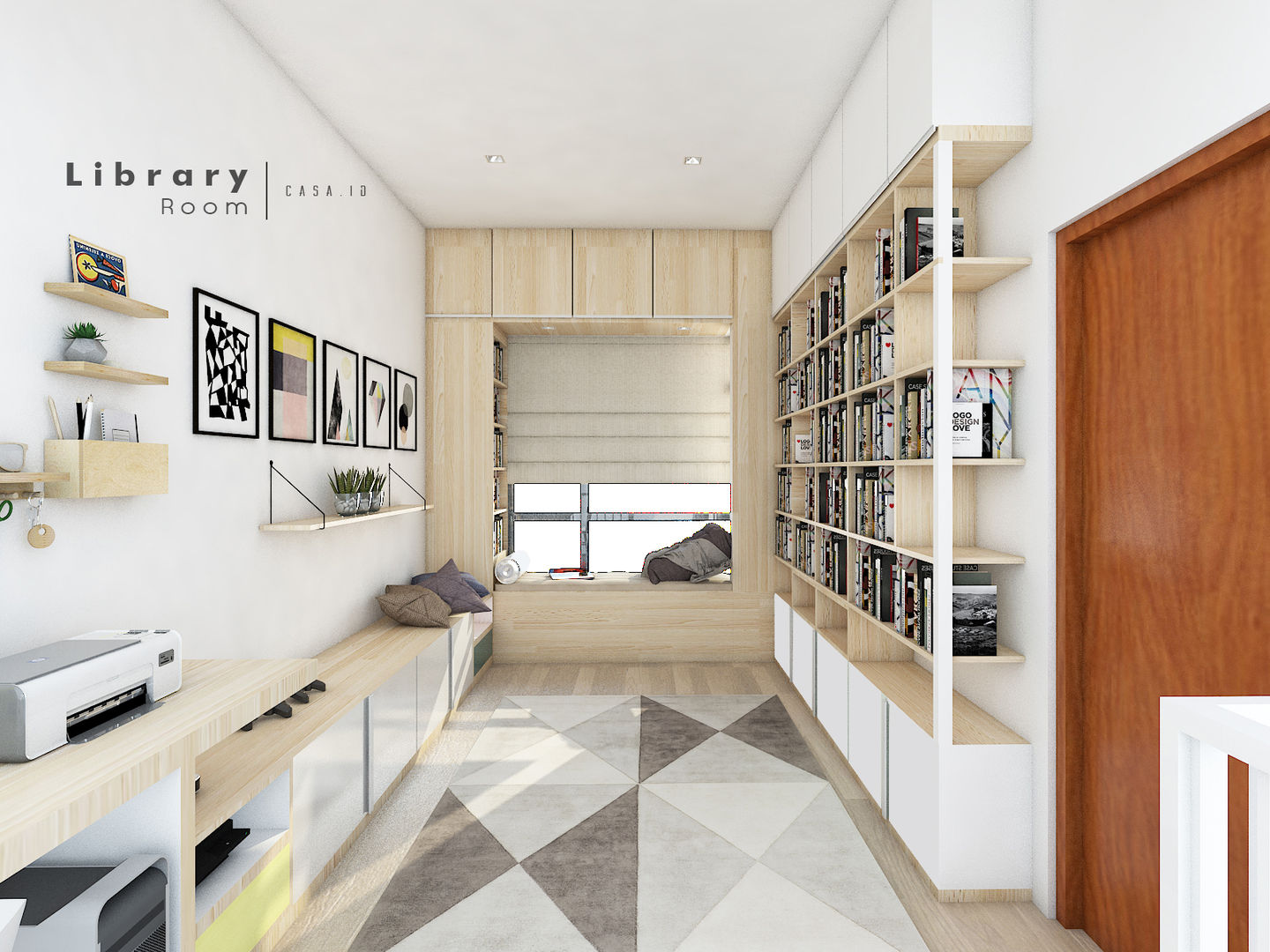 Studi Room & Library, CASA.ID ARCHITECTS CASA.ID ARCHITECTS Scandinavian style study/office