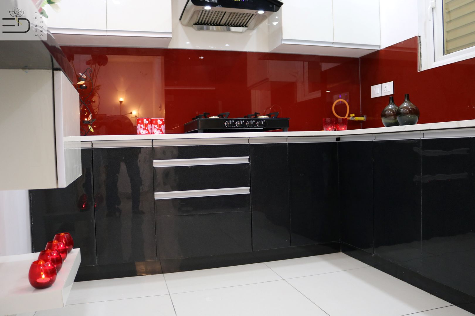 Kitchen Cabinet with Storage Shutters Enrich Interiors & Decors Modern kitchen Plywood