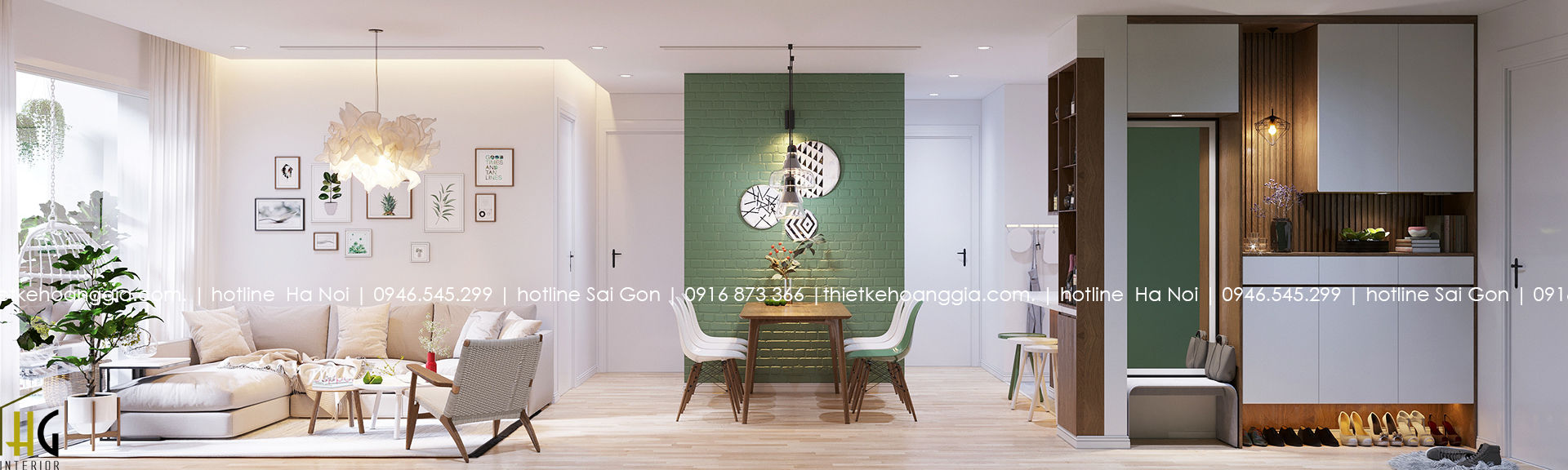 Thiết kế nội thất chung cư 55m cho chị Lan Anh, Nội Thất Hoàng Gia Nội Thất Hoàng Gia Comedores de estilo escandinavo