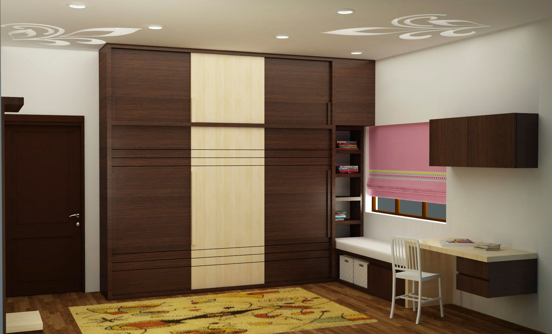 Wardrobe with study homify Asian style bedroom