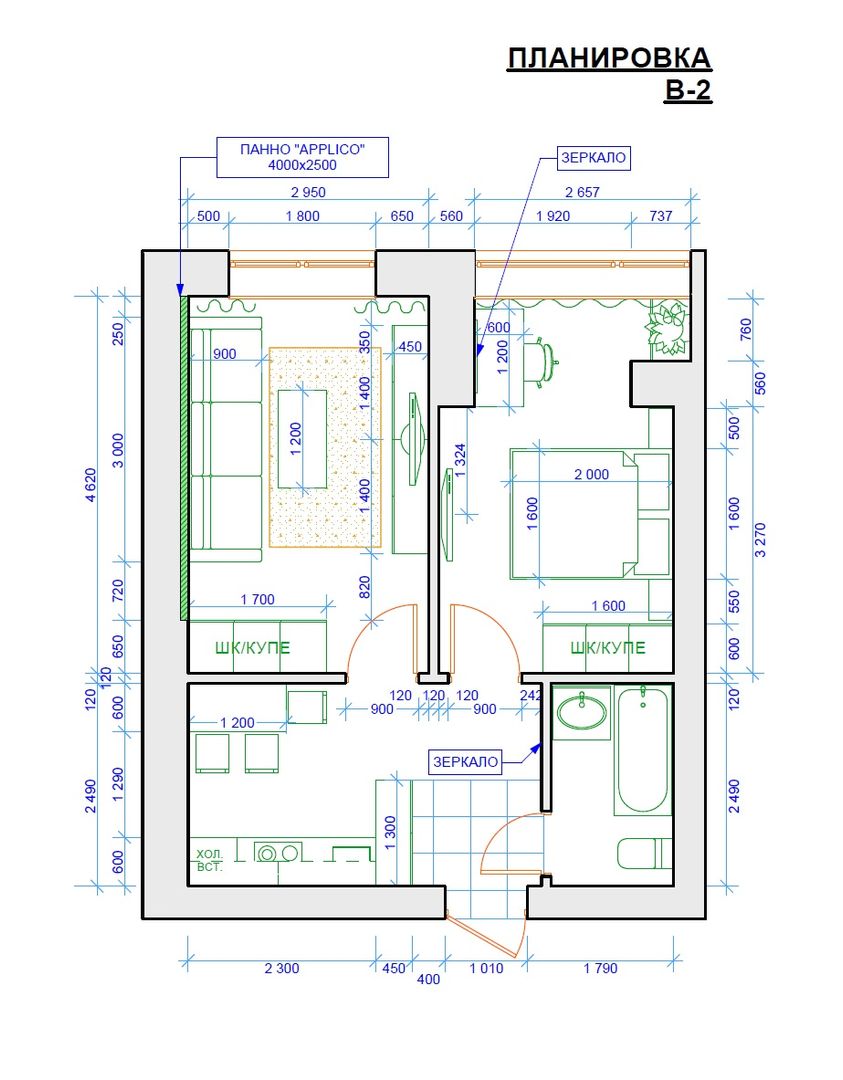 Квартира студия общей площадью 43 кв метра | homify