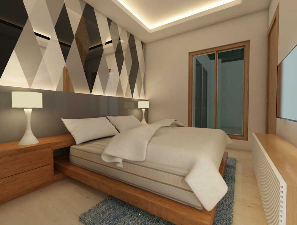 Bihani Residence and Interiors, Studio Rhomboid Studio Rhomboid Modern style bedroom Glass