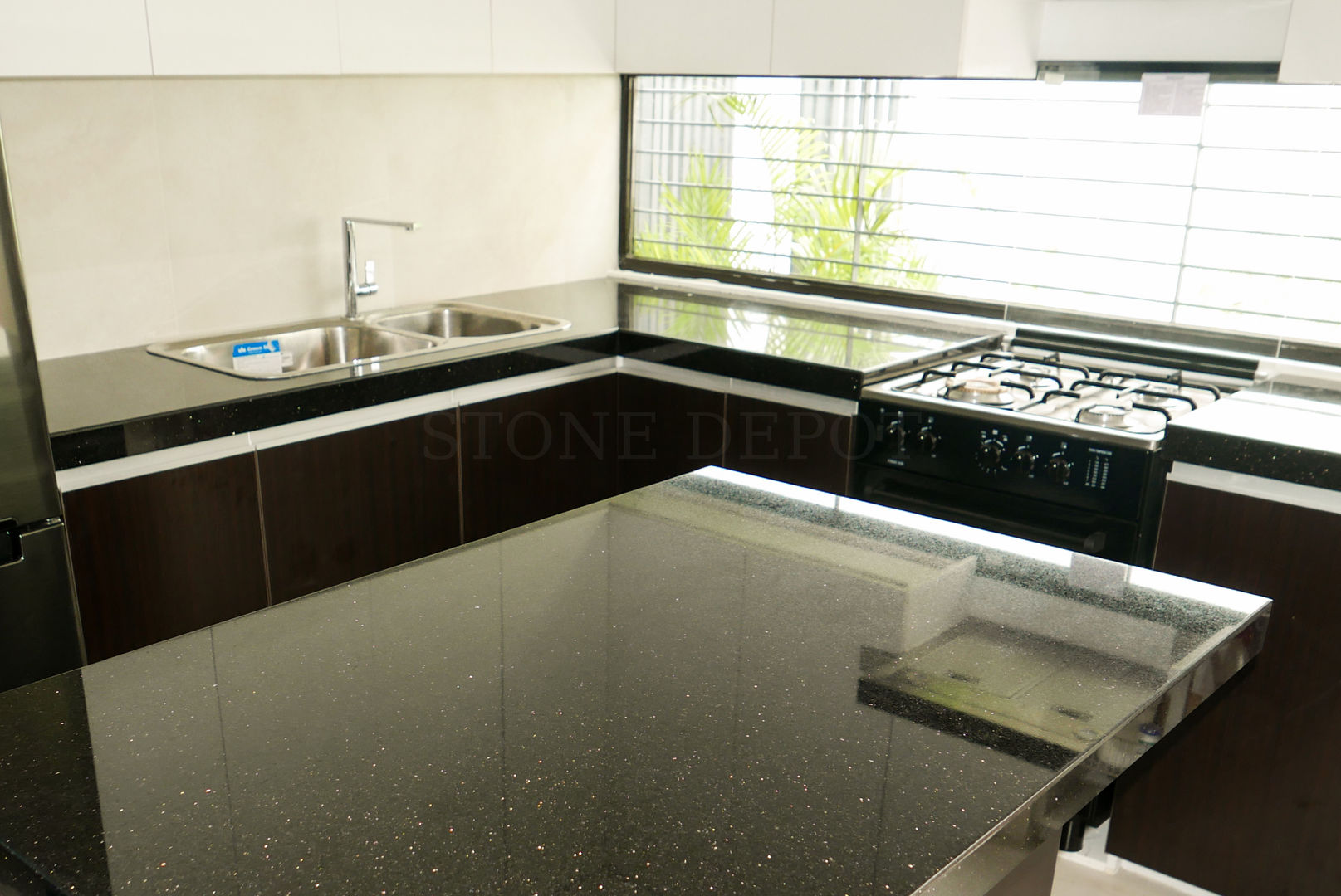 Black Galaxy Granite Kitchen Countertop and Island in Talisay City Stone Depot Modern kitchen