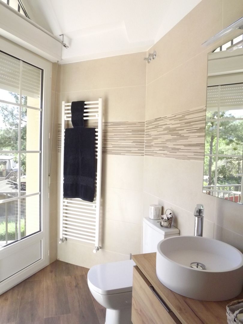 Reforma baño contemporáneo Almudena Madrid Interiorismo, diseño y decoración de interiores Baños de estilo moderno Cerámico radiadortoallero,toallero,radiador,cenefa