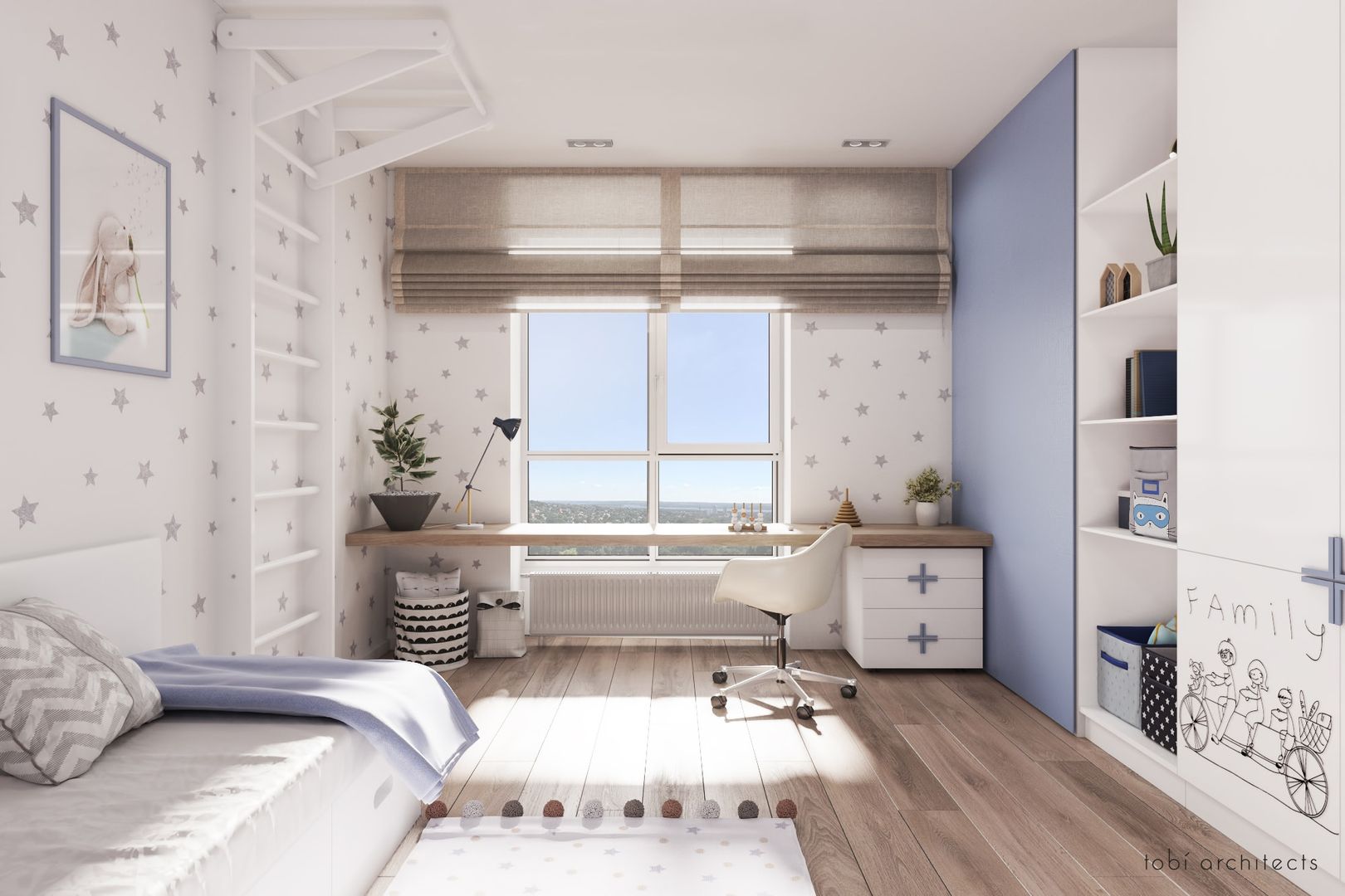 LIGHT AND BLUE Tobi Architects Teen bedroom