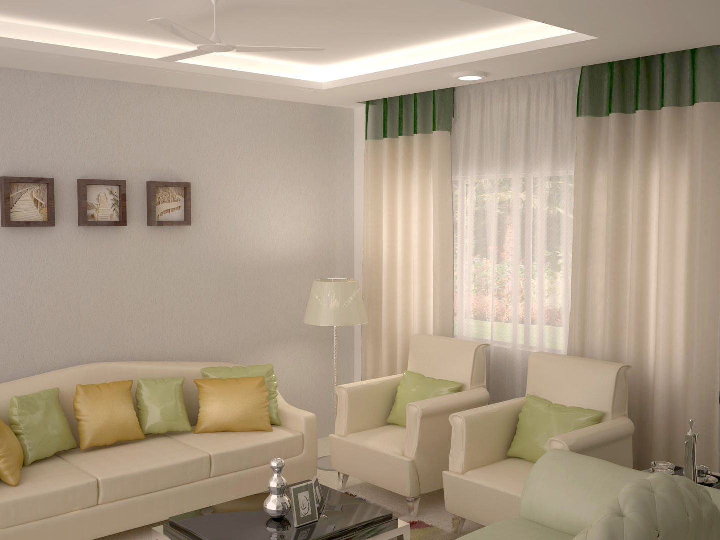 Pastel colour Concept seating area homify Modern living room