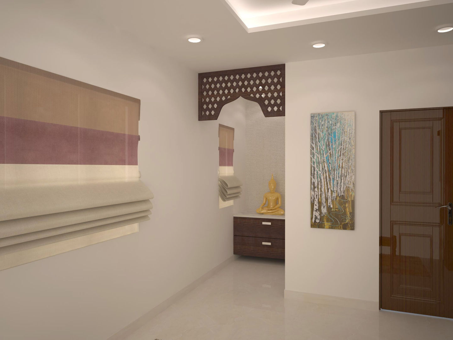 Puja / Prayer area homify Modern Corridor, Hallway and Staircase