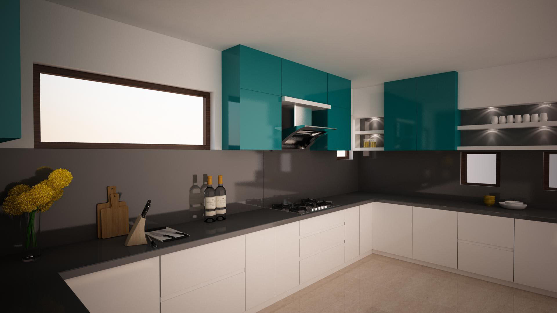 Kitchen Render - Triple colour combo homify Modern kitchen