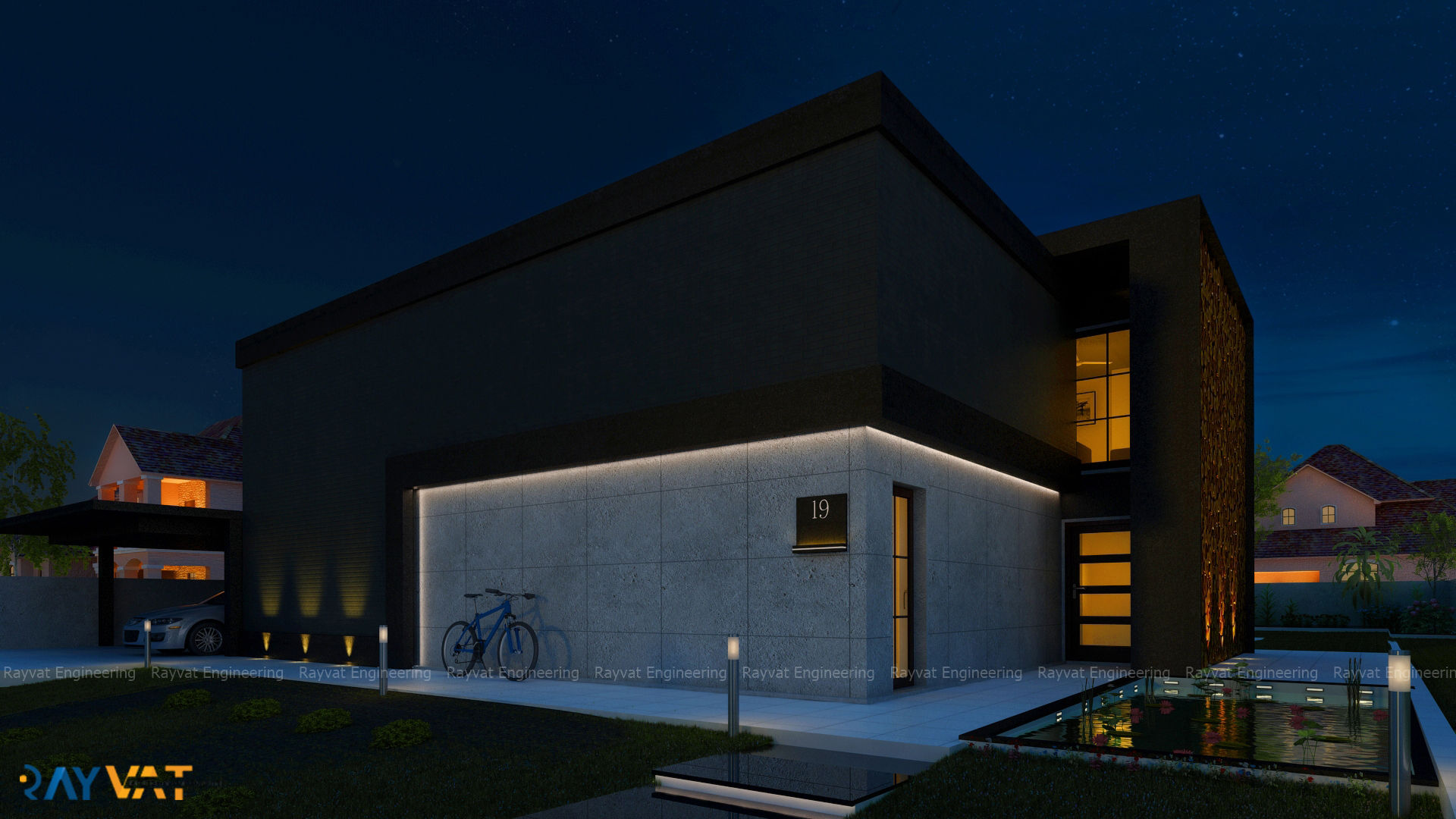 Exterior Designs - Night homify 단층집 House Exterior,3D Exterior,Exterior View Design,Exterior Elevation