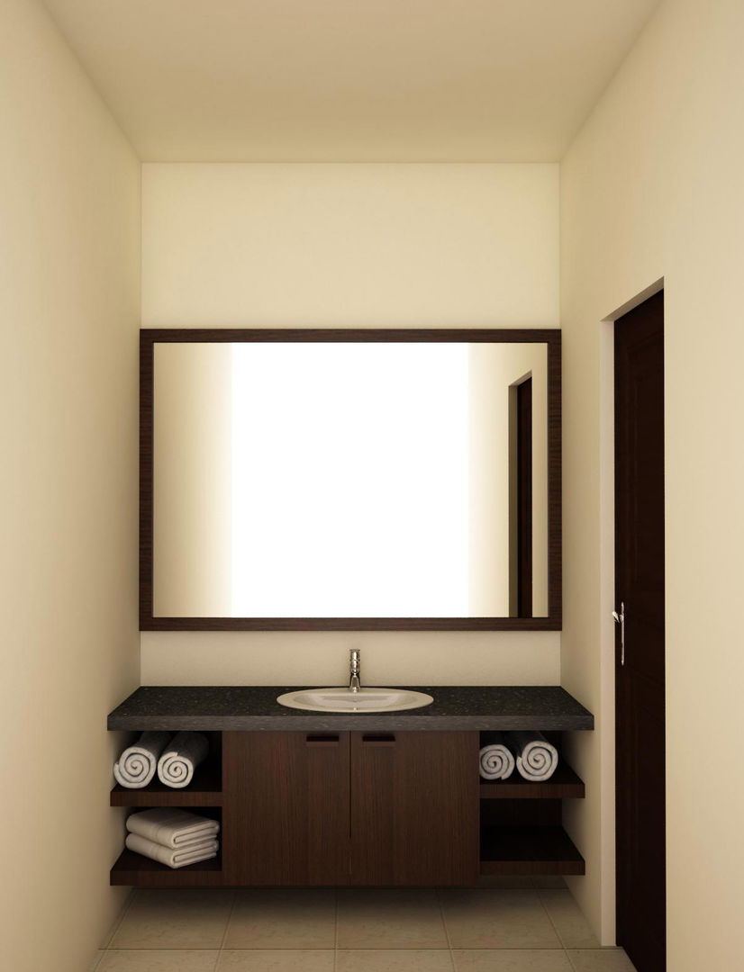 Vanity unit and mirror homify Modern bathroom