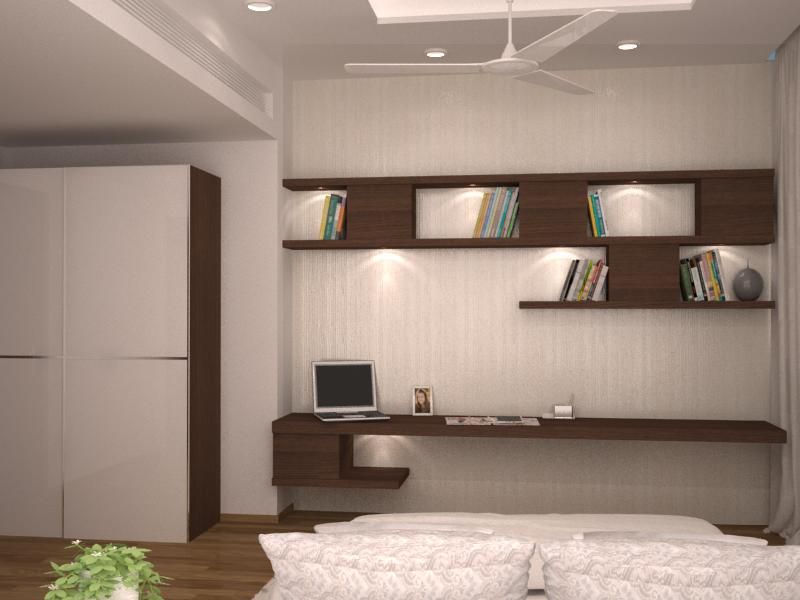 Study table and ledge homify Modern style bedroom