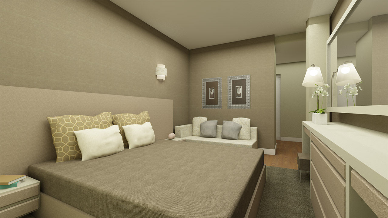 Apartamento Benfica Stadium, Lisboa - SHI Studio Interior Design homify İskandinav Yatak Odası Yataklar & Yatak Başları