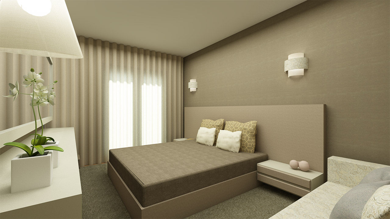 Apartamento Benfica Stadium, Lisboa - SHI Studio Interior Design homify İskandinav Yatak Odası Yataklar & Yatak Başları