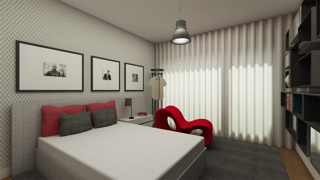 Apartamento Benfica Stadium, Lisboa - SHI Studio Interior Design homify Modern Yatak Odası Aksesuarlar & Dekorasyon