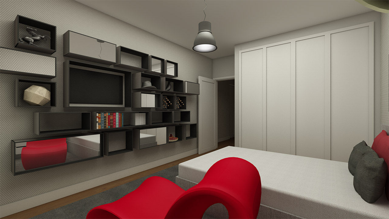 Apartamento Benfica Stadium, Lisboa - SHI Studio Interior Design homify Modern Yatak Odası Aksesuarlar & Dekorasyon