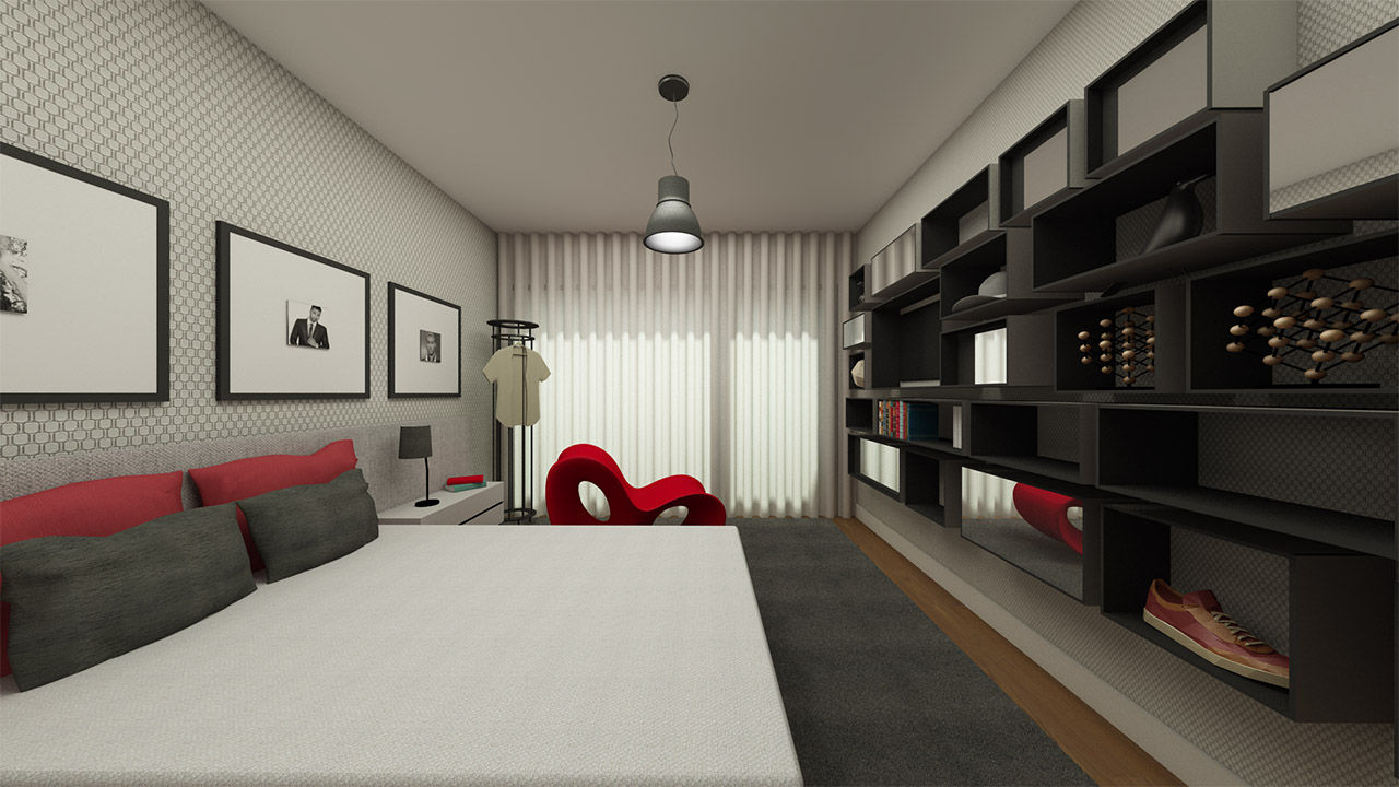 Apartamento Benfica Stadium, Lisboa - SHI Studio Interior Design homify Modern Yatak Odası Aksesuarlar & Dekorasyon