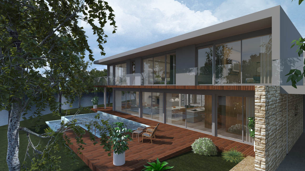 Exterior - Casa no Minho (poente), Gerês - SHI Studio Interior Design homify Villa casa,vivenda,moradia,exterior,fachada,vidro,piscina,shistudio,shi studio,sheila moura azevedo,decoração,geres