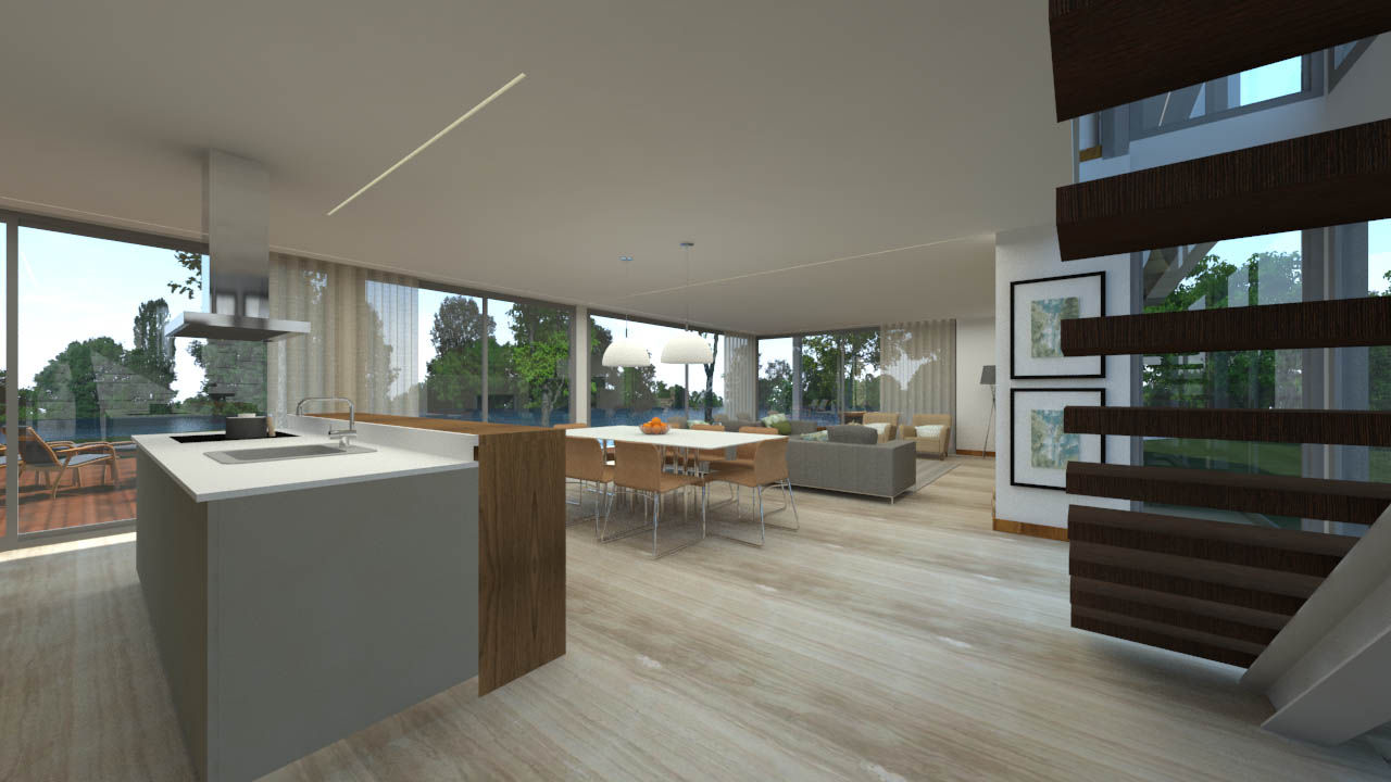 Sala/cozinha - Casa no Minho (poente), Gerês - SHI Studio Interior Design homify Modern Oturma Odası sala estar,cozinha,shistudio,geres,minho,casa,piscina,sheila moura azevedo,shi studio,decoração,open space