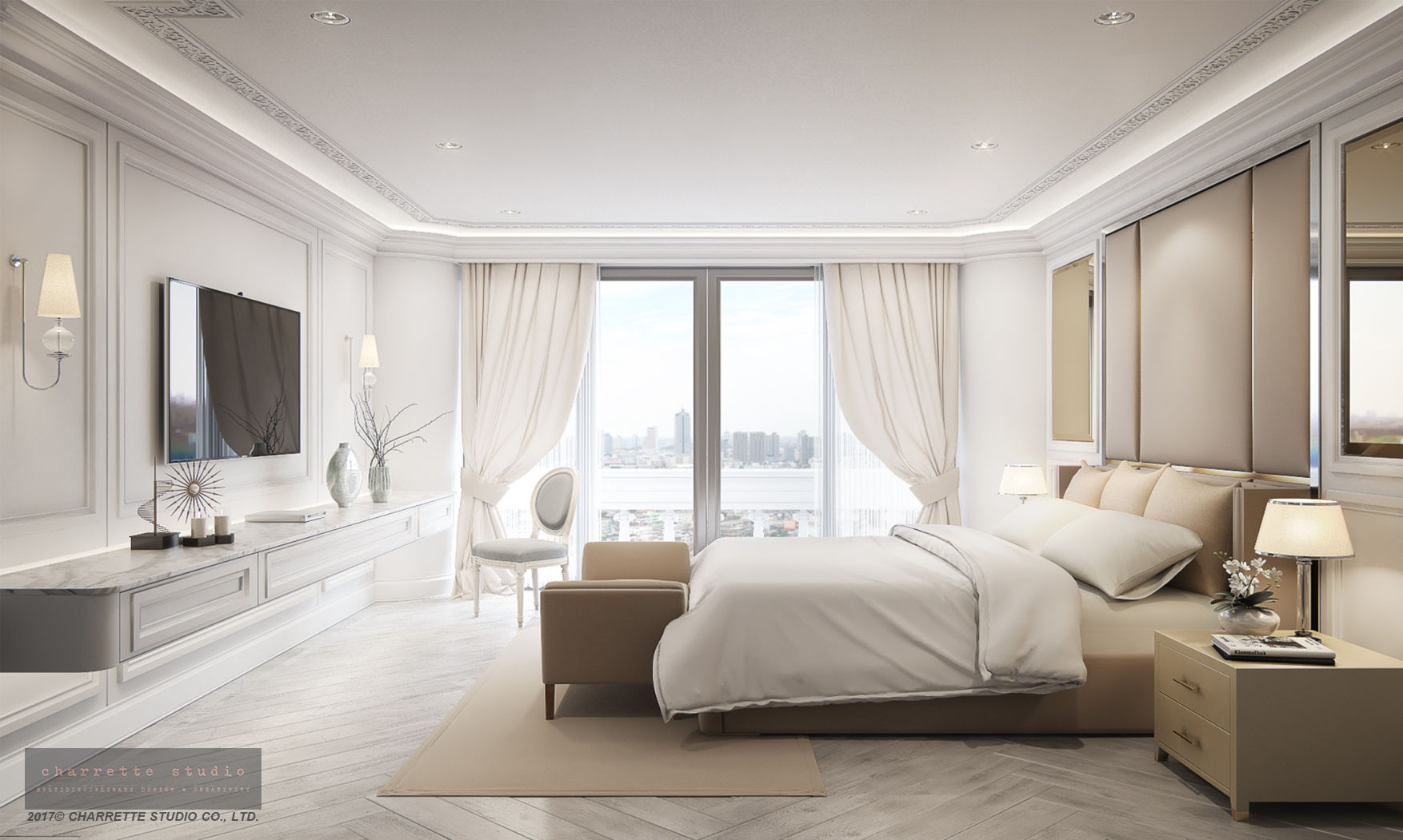 Bangkok River Park Condominium, Charrette Studio Co., Ltd. Charrette Studio Co., Ltd. Classic style bedroom