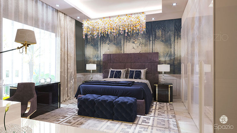 Modern bedroom interior design for couple Spazio Interior Decoration LLC Eclectic style bedroom