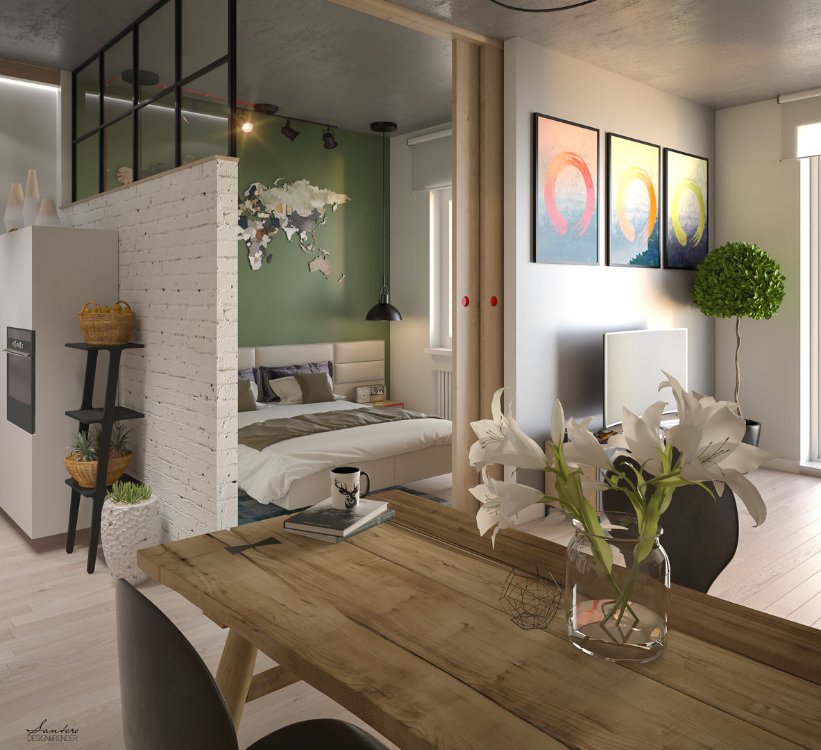 Ristrutturazione appartamento 52 mq - Forlì, Santoro Design Render Santoro Design Render Modern dining room