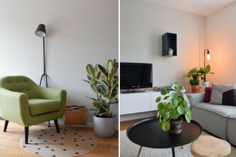 Verschillende hoekjes in huis Atelier09 Scandinavische woonkamers Sofa's & fauteuils