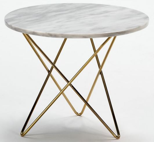Mesa apoio metal dourado e tampo mármore Gold metal support table and marble top STEFANI http://www.intense-mobiliario.com/pt/moveis-de-apoio/17392-mesa-de-apoio-stefani.html, Intense mobiliário e interiores Intense mobiliário e interiores Moderne woonkamers Accessoires & decoratie