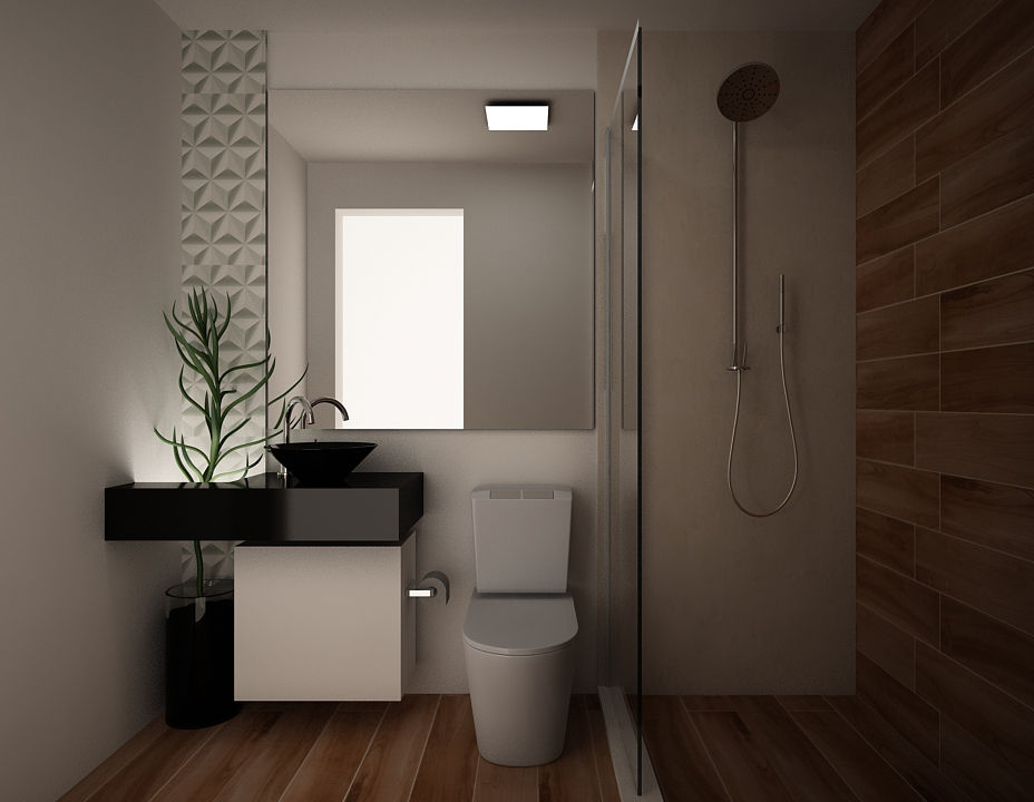 Banheiro Social Area 3 Arquitetura Banheiros modernos banheiro,banheiro pequeno,piso do banheiro