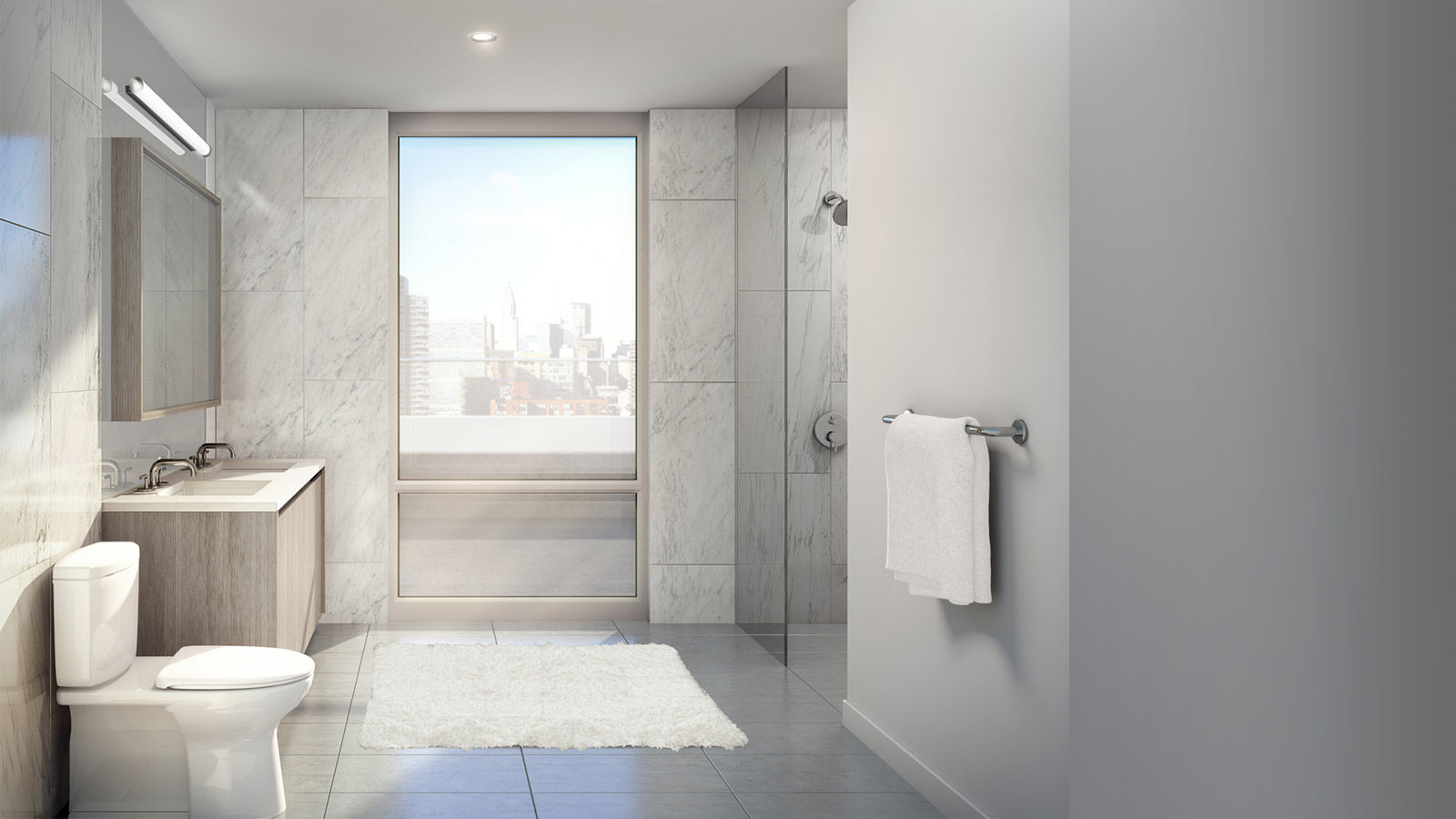 The Jackson | Bathroom GD Arredamenti Ванна кімната Камінь GD Arredamenti,GeD Cucine,GD Cucine,contract,bathroom furniture,bathroom sink,bathroom mirror,small bathroom,walk-in shower,bathroom floor,marble flooring