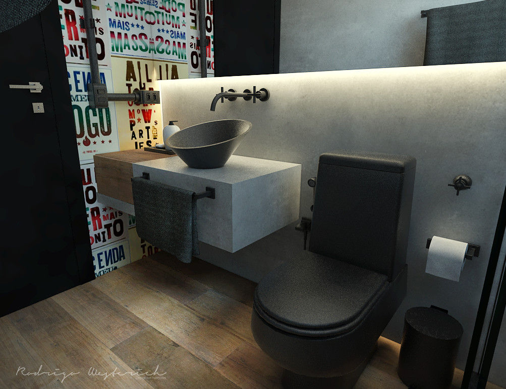 Loft Residencial, Rodrigo Westerich - Design de Interiores Rodrigo Westerich - Design de Interiores Industrial style bathroom Concrete