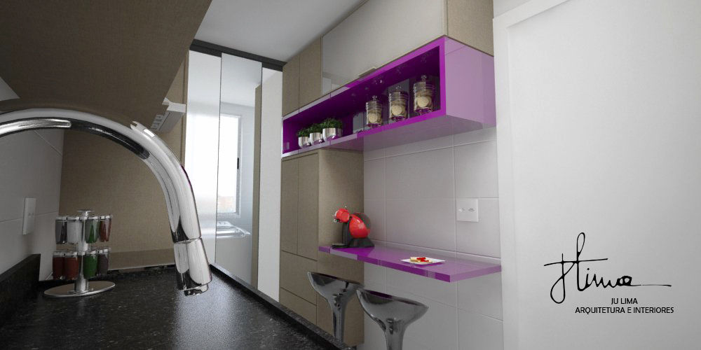 Apartamento Noroeste, Ju Lima Arquitetura e Interiores Ju Lima Arquitetura e Interiores Kitchen units