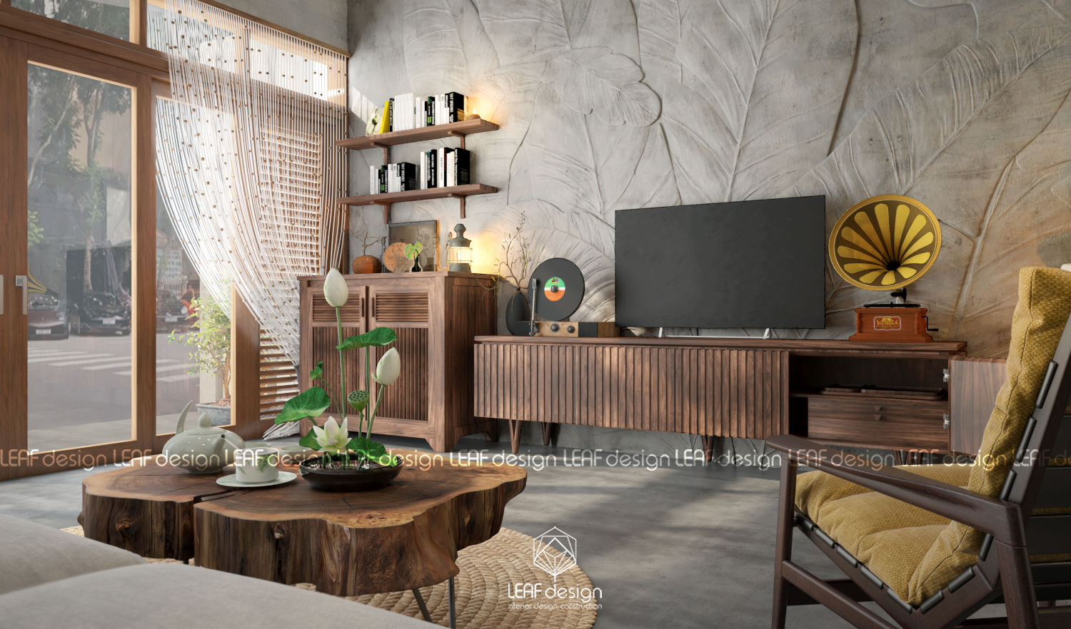 Cảm xúc Á Đông - Nhà phố Sài Gòn, LEAF Design LEAF Design Living room