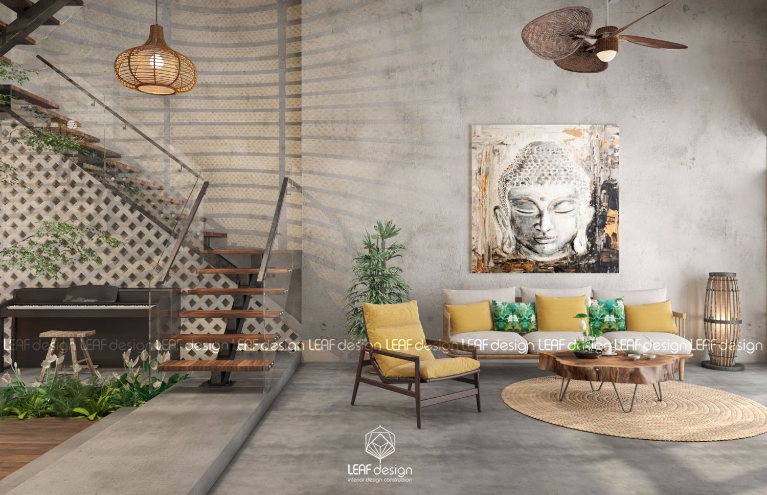 Cảm xúc Á Đông - Nhà phố Sài Gòn, LEAF Design LEAF Design Living room