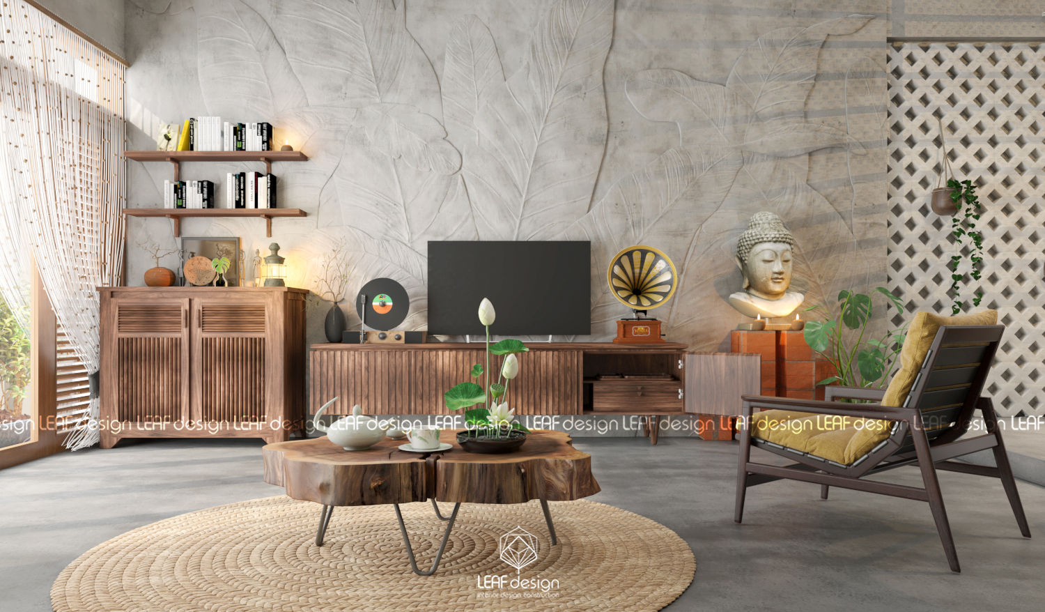 Cảm xúc Á Đông - Nhà phố Sài Gòn, LEAF Design LEAF Design Living room