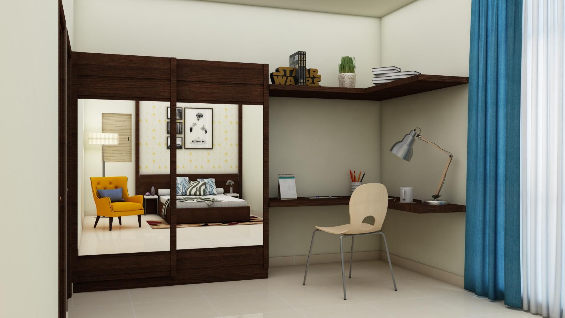 Wardrobe and Study table homify Modern style bedroom