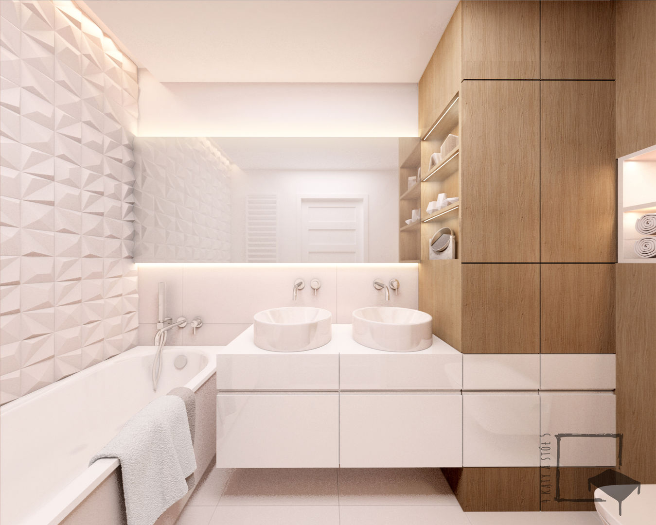 Eco Apartament, 4 kąty a stół 5 Pracownia Projektowa Ewelina Białobrzewska 4 kąty a stół 5 Pracownia Projektowa Ewelina Białobrzewska Modern bathroom