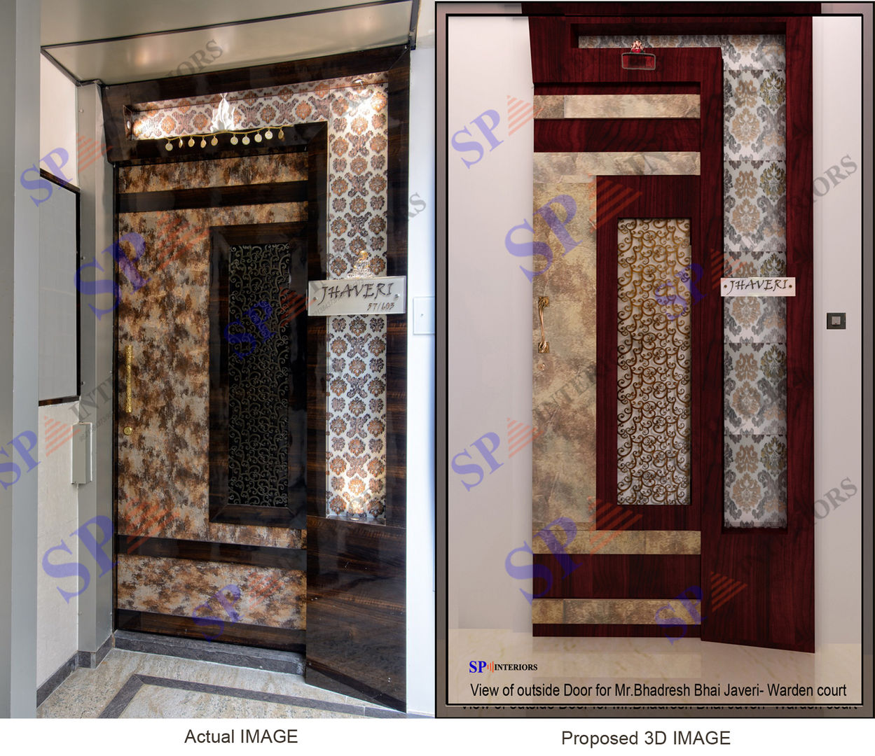 Actual image and Proposed 3d views, SP INTERIORS SP INTERIORS Modern style doors