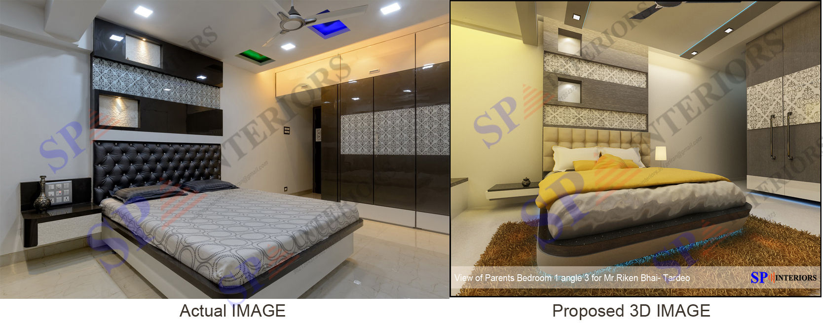 Actual image and Proposed 3d views, SP INTERIORS SP INTERIORS Kamar Tidur Modern