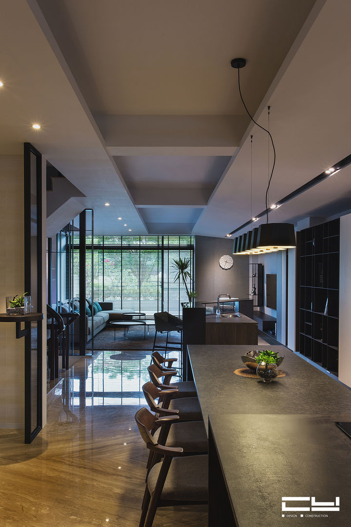 台南市東區虎尾寮/L宅/黑白畫映, 臣月空間工程 臣月空間工程 Minimalist dining room