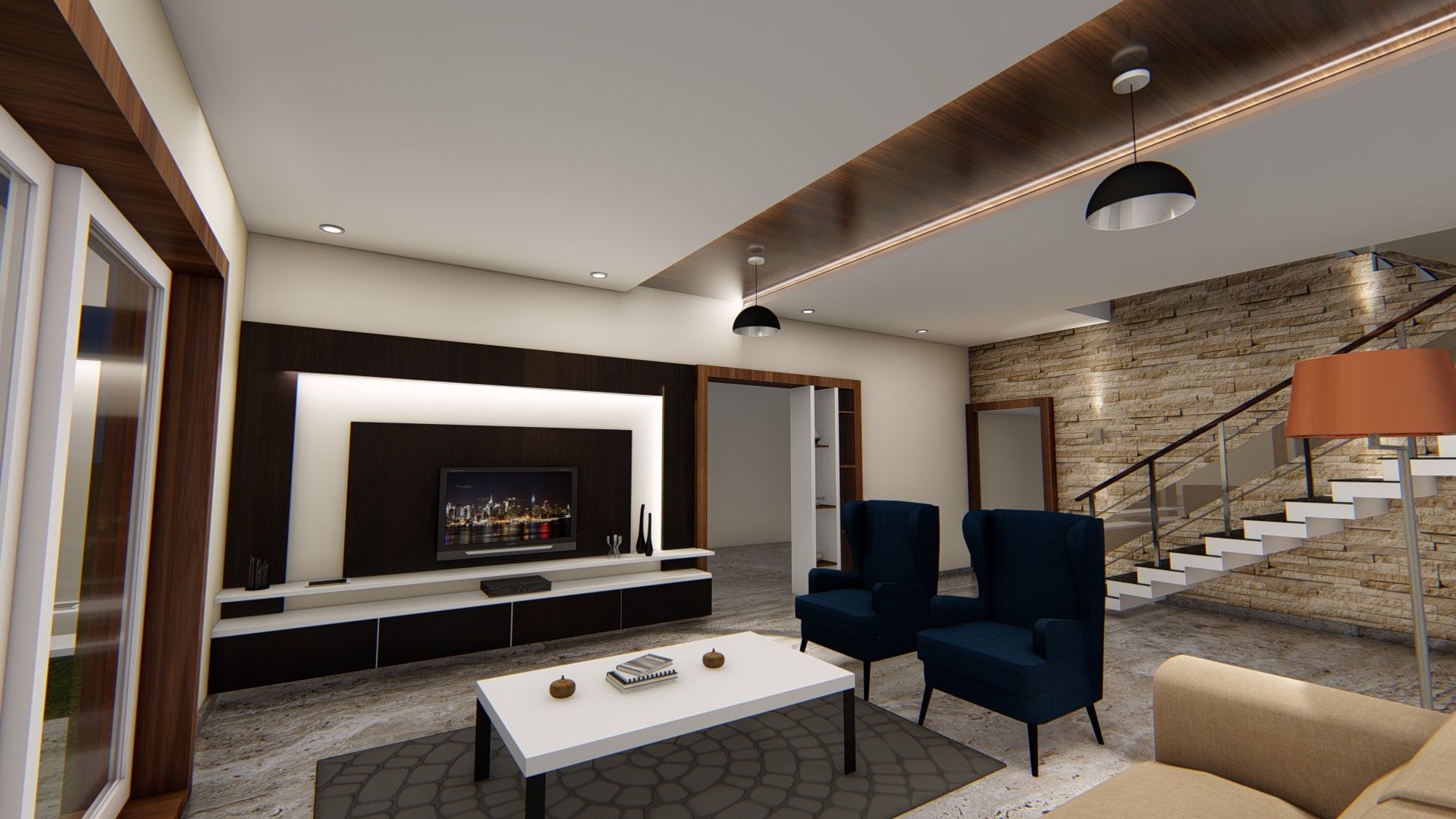 Living Hall TV Unit Cfolios Design And Construction Solutions Pvt Ltd Modern living room Accessories & decoration