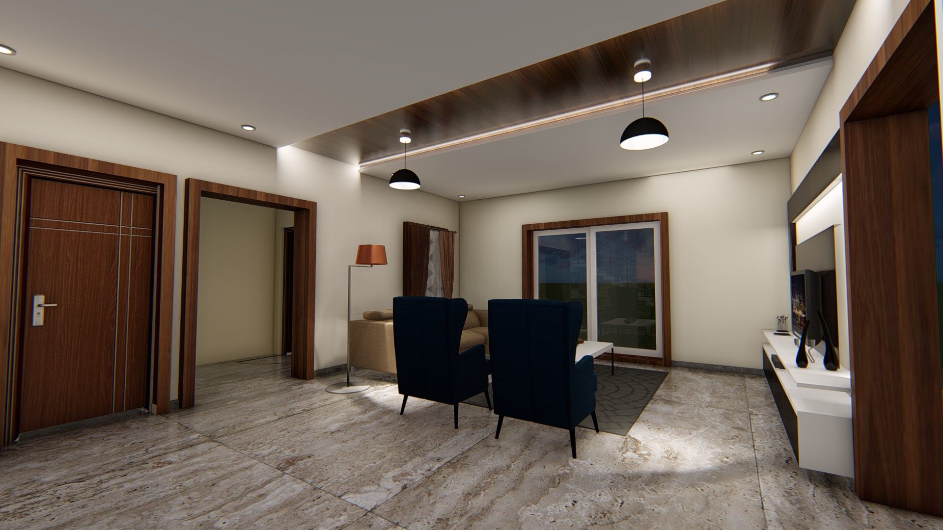 Hanging Lights at living Room Cfolios Design And Construction Solutions Pvt Ltd Modern living room Lighting