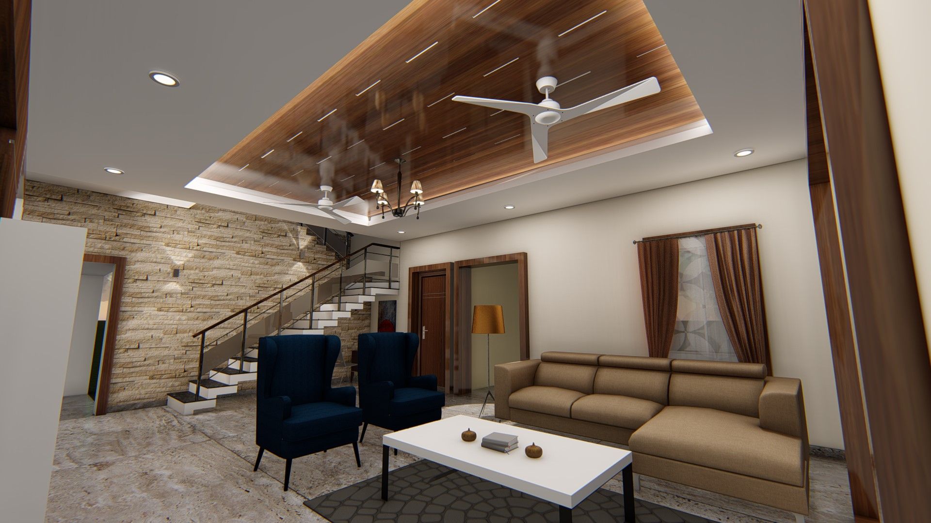 Ceiling Look Cfolios Design And Construction Solutions Pvt Ltd Modern living room Lighting