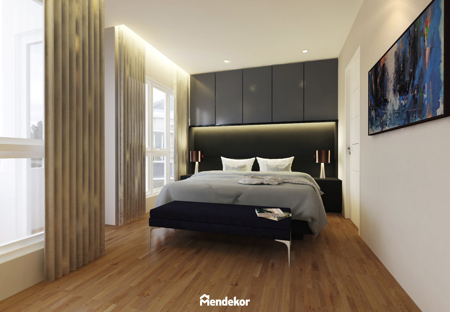 Edison House, Mendekor Mendekor Modern style bedroom Engineered Wood Transparent