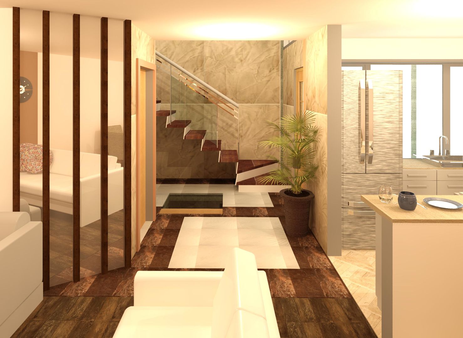 Casa pequeña - latinos, Perfil Arquitectónico Perfil Arquitectónico Modern corridor, hallway & stairs