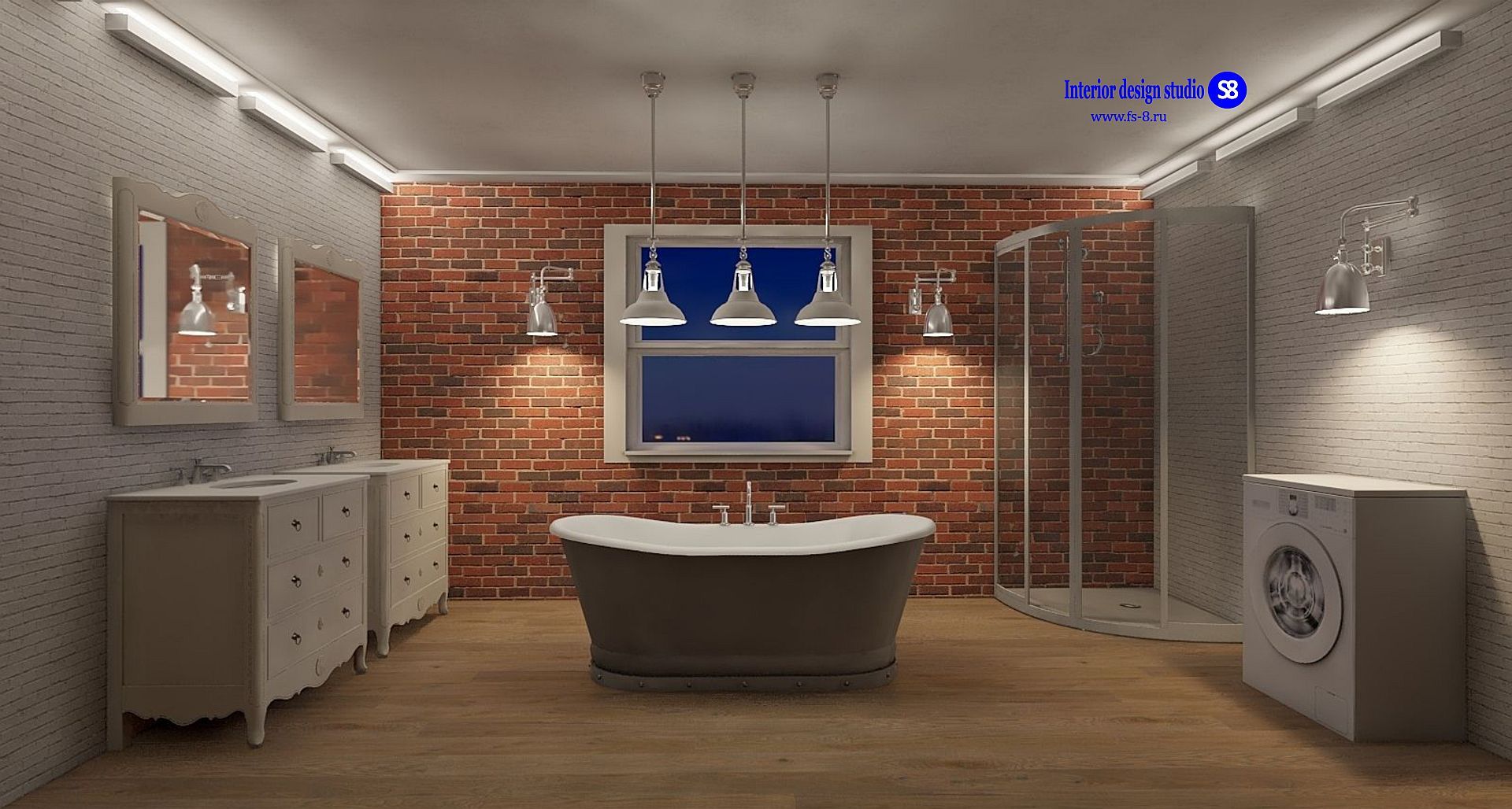 Bathroom in Loft Style 'Design studio S-8' Industrial style bathroom