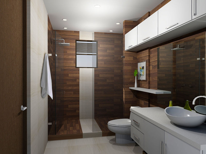 propuesta de baño Omar Interior Designer Empresa de Diseño Interior, remodelacion, Cocinas integrales, Decoración Baños de estilo moderno Cerámico